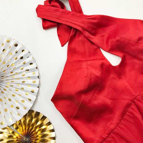 Bebe Red Silk Halter Top - Picture 5 of 8